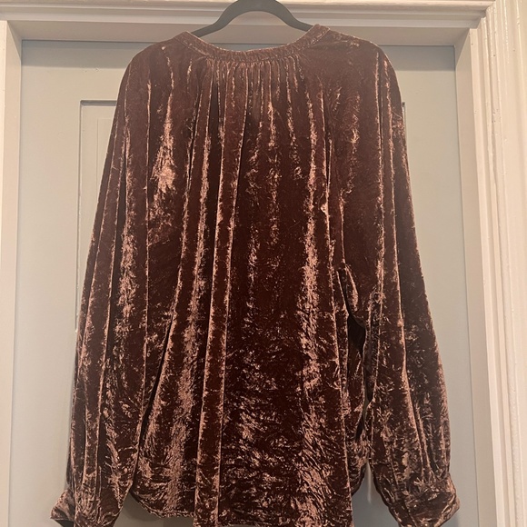 Anthropologie Pilcro Brown Velvet V-Neck Blouse - 3X NWOT - Picture 6 of 6